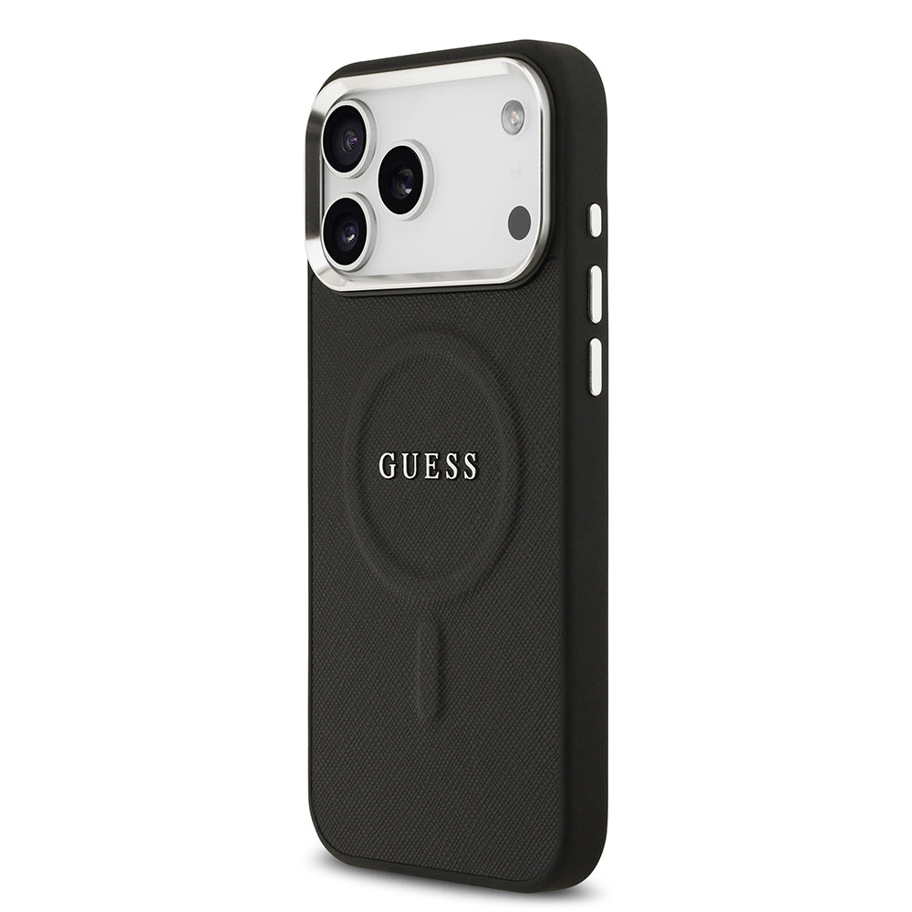 iPhone 17 Pro Max Kılıf Guess Orijinal Lisanslı M-safe Şarj Özellikli Klasik Yazı Logolu PU Deri Kılıf