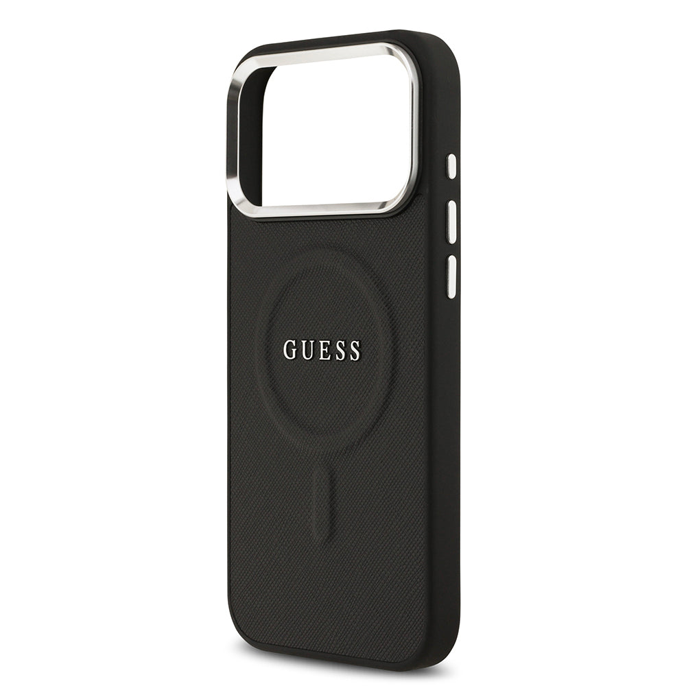 iPhone 17 Pro Max Kılıf Guess Orijinal Lisanslı M-safe Şarj Özellikli Klasik Yazı Logolu PU Deri Kılıf