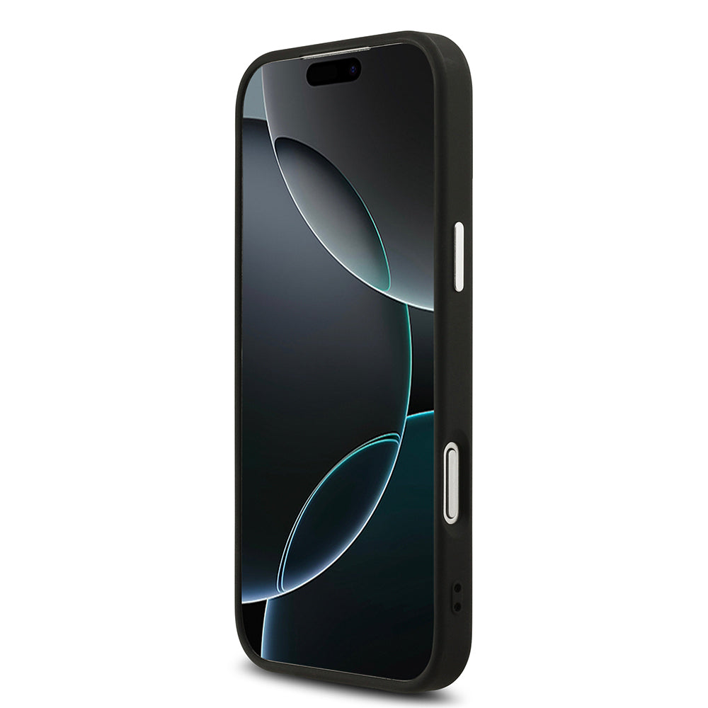 iPhone 17 Pro Max Kılıf Guess Orijinal Lisanslı M-safe Şarj Özellikli Metal Kamera Çerçeveli Üçgen Logolu Glitter Kılıf