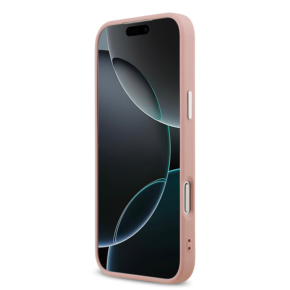 iPhone 17 Pro Max Kılıf Guess Orijinal Lisanslı M-safe Şarj Özellikli Metal Kamera Çerçeveli Üçgen Logolu Glitter Kılıf
