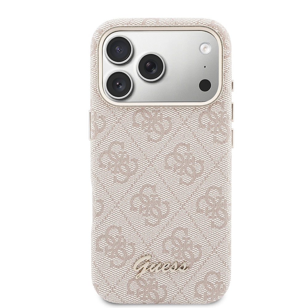 iPhone 17 Pro Max Kılıf Guess Orijinal Lisanslı M-safe Şarj Özellikli Script Yazı Logolu 4G Desenli Kılıf