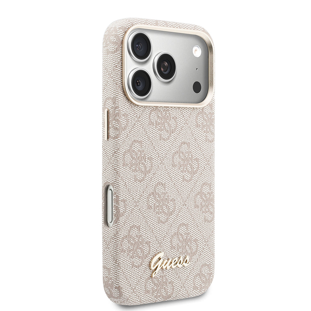 iPhone 17 Pro Max Kılıf Guess Orijinal Lisanslı M-safe Şarj Özellikli Script Yazı Logolu 4G Desenli Kılıf