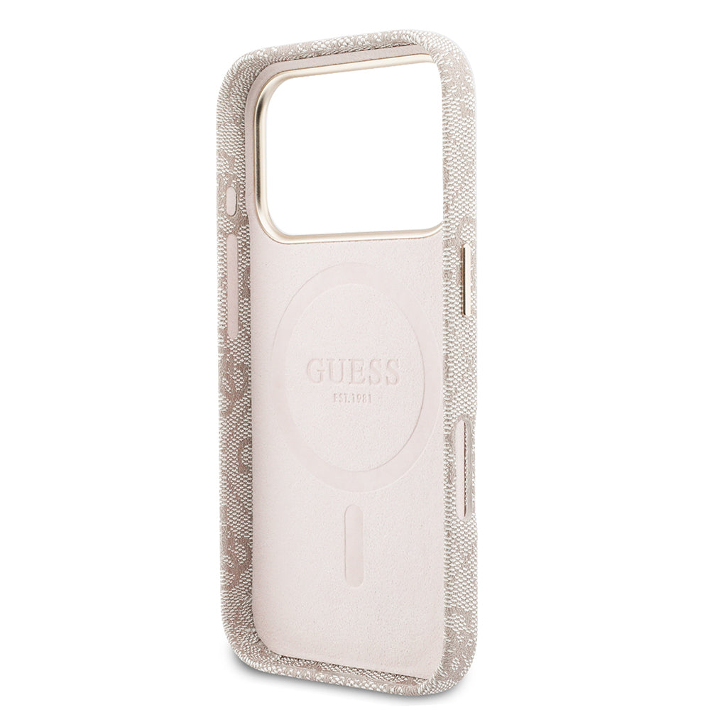 iPhone 17 Pro Max Kılıf Guess Orijinal Lisanslı M-safe Şarj Özellikli Script Yazı Logolu 4G Desenli Kılıf