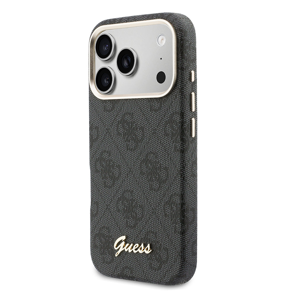 iPhone 17 Pro Max Kılıf Guess Orijinal Lisanslı M-safe Şarj Özellikli Script Yazı Logolu 4G Desenli Kılıf