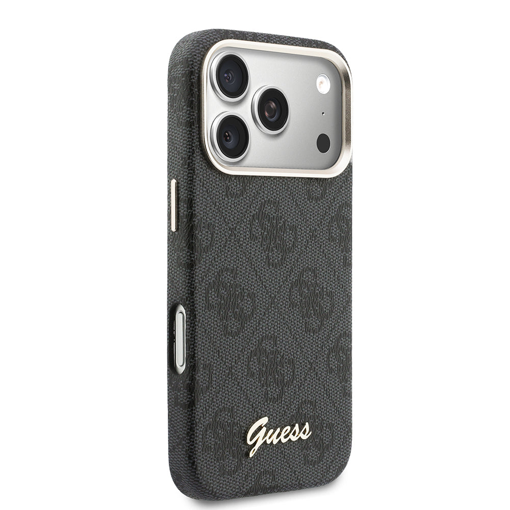 iPhone 17 Pro Max Kılıf Guess Orijinal Lisanslı M-safe Şarj Özellikli Script Yazı Logolu 4G Desenli Kılıf