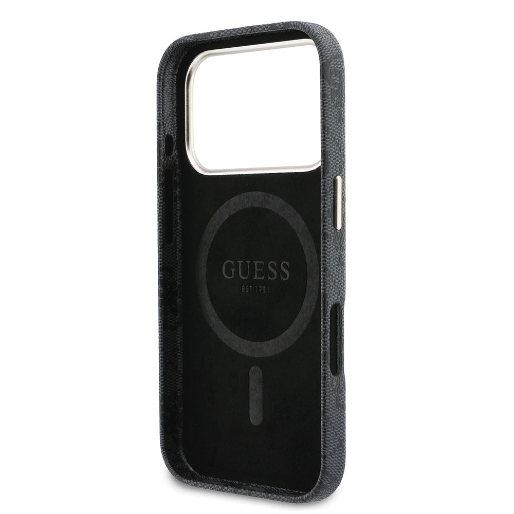 iPhone 17 Pro Max Kılıf Guess Orijinal Lisanslı M-safe Şarj Özellikli Script Yazı Logolu 4G Desenli Kılıf