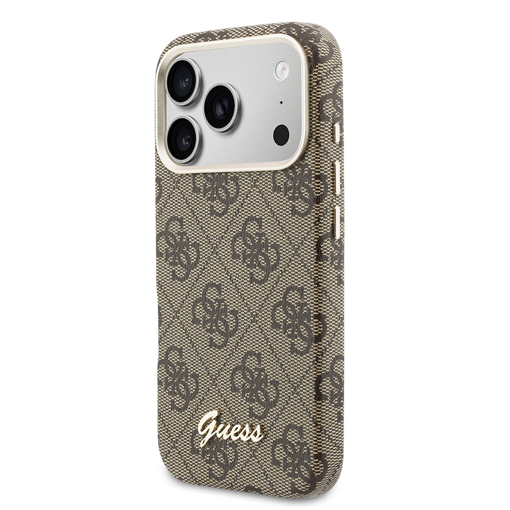 iPhone 17 Pro Max Kılıf Guess Orijinal Lisanslı M-safe Şarj Özellikli Script Yazı Logolu 4G Desenli Kılıf