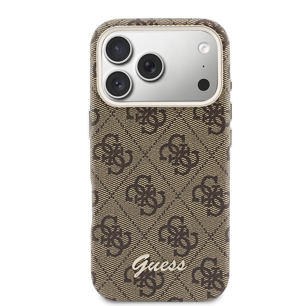 iPhone 17 Pro Max Kılıf Guess Orijinal Lisanslı M-safe Şarj Özellikli Script Yazı Logolu 4G Desenli Kılıf