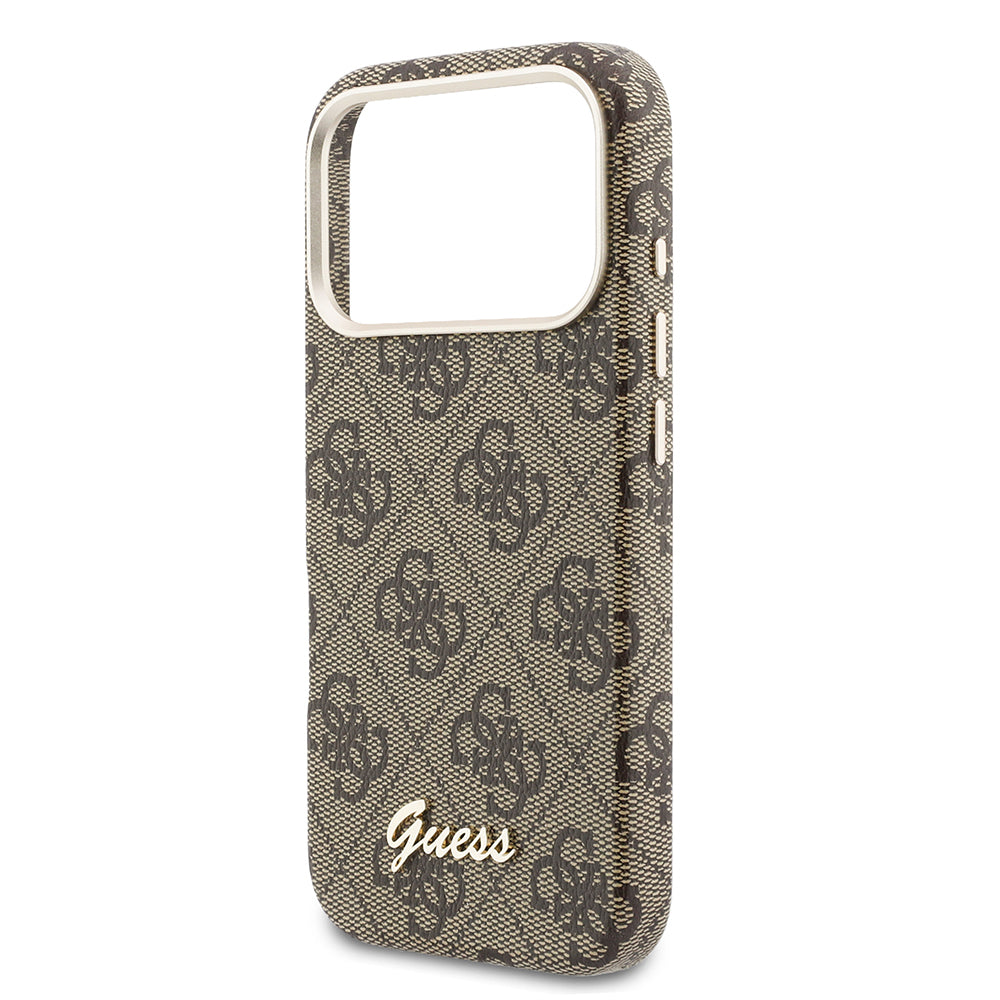 iPhone 17 Pro Max Kılıf Guess Orijinal Lisanslı M-safe Şarj Özellikli Script Yazı Logolu 4G Desenli Kılıf