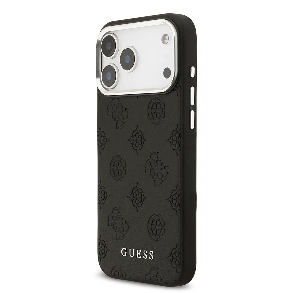 iPhone 17 Pro Max Kılıf Guess Orijinal Lisanslı M-safe Şarj Özellikli Sıcak Baskılı Klasik Yazı Logolu PU Deri Peony Kılıf