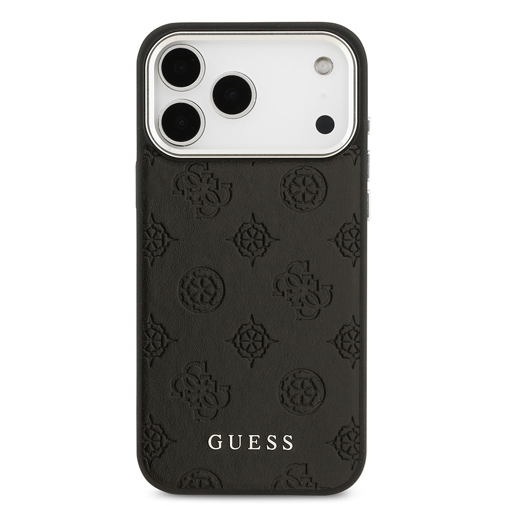 iPhone 17 Pro Max Kılıf Guess Orijinal Lisanslı M-safe Şarj Özellikli Sıcak Baskılı Klasik Yazı Logolu PU Deri Peony Kılıf