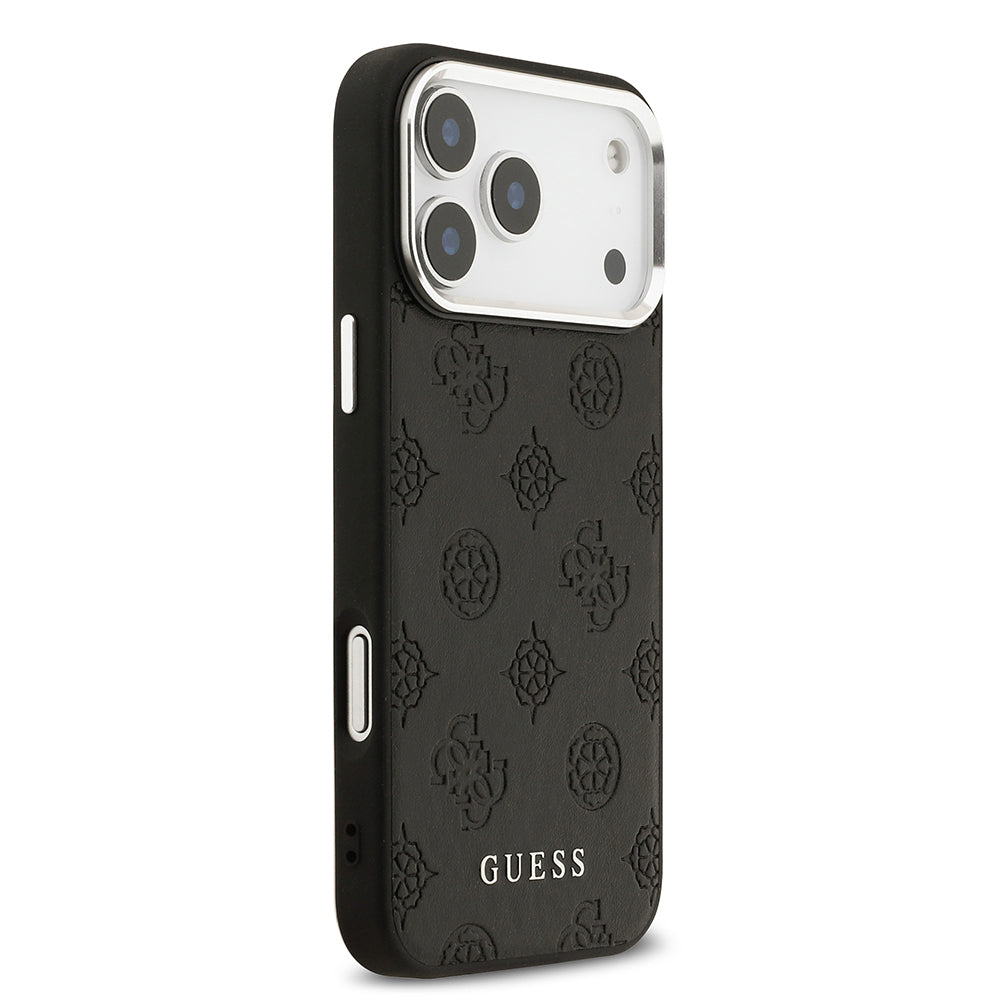 iPhone 17 Pro Max Kılıf Guess Orijinal Lisanslı M-safe Şarj Özellikli Sıcak Baskılı Klasik Yazı Logolu PU Deri Peony Kılıf