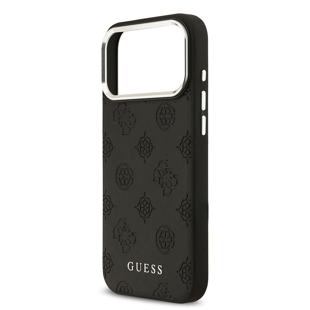 iPhone 17 Pro Max Kılıf Guess Orijinal Lisanslı M-safe Şarj Özellikli Sıcak Baskılı Klasik Yazı Logolu PU Deri Peony Kılıf