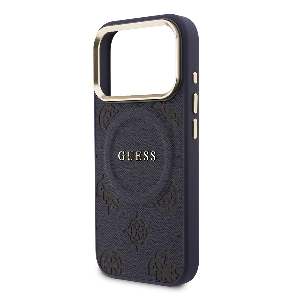 iPhone 17 Pro Max Kılıf Guess Orijinal Lisanslı M-safe Şarj Özellikli Sıcak Baskılı Yazı Logolu PU Deri Peony Kılıf