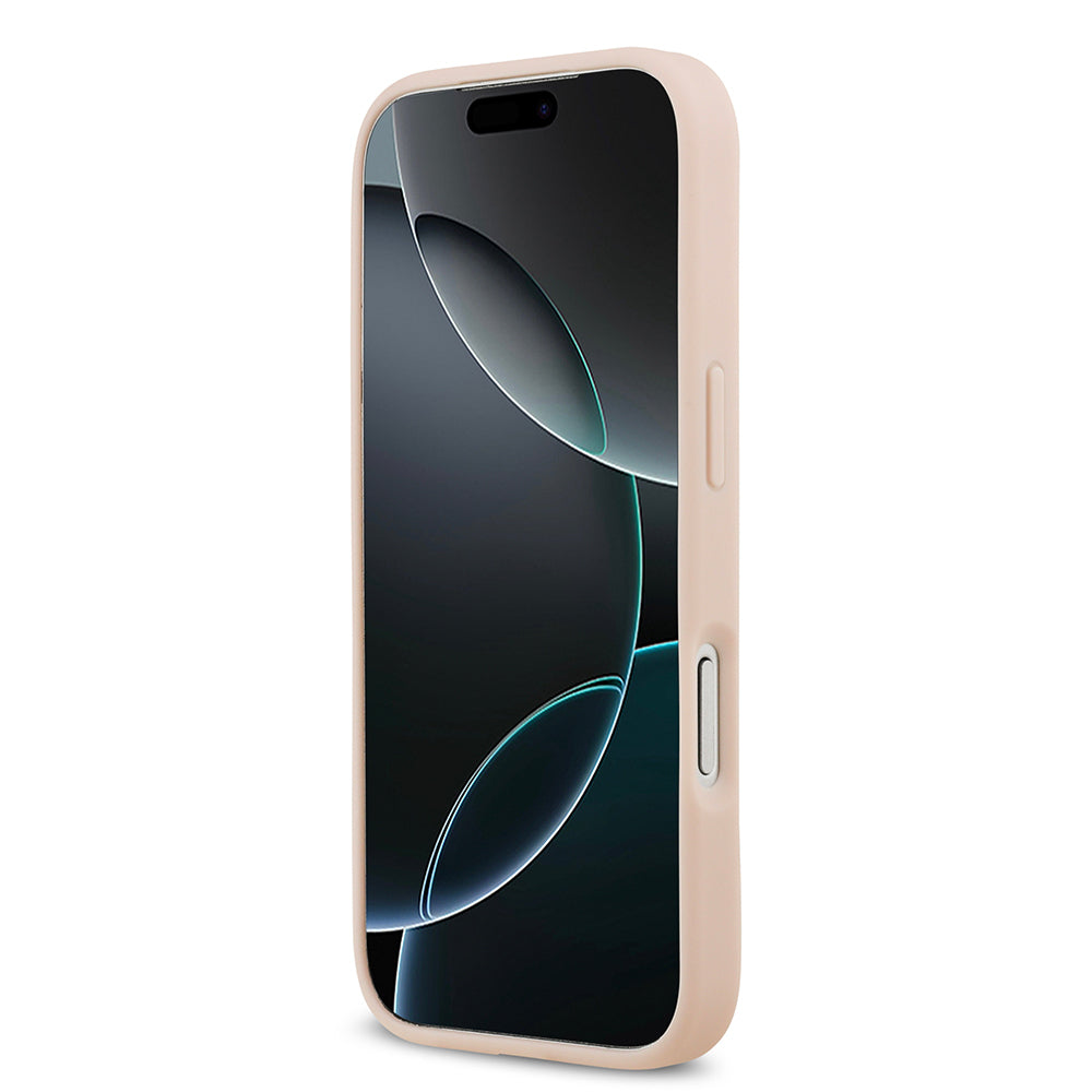 iPhone 17 Pro Max Kılıf Guess Orijinal Lisanslı M-safe Şarj Özellikli Taneli Çiçek Tasarımlı Metal Yazı Logolu Kılıf