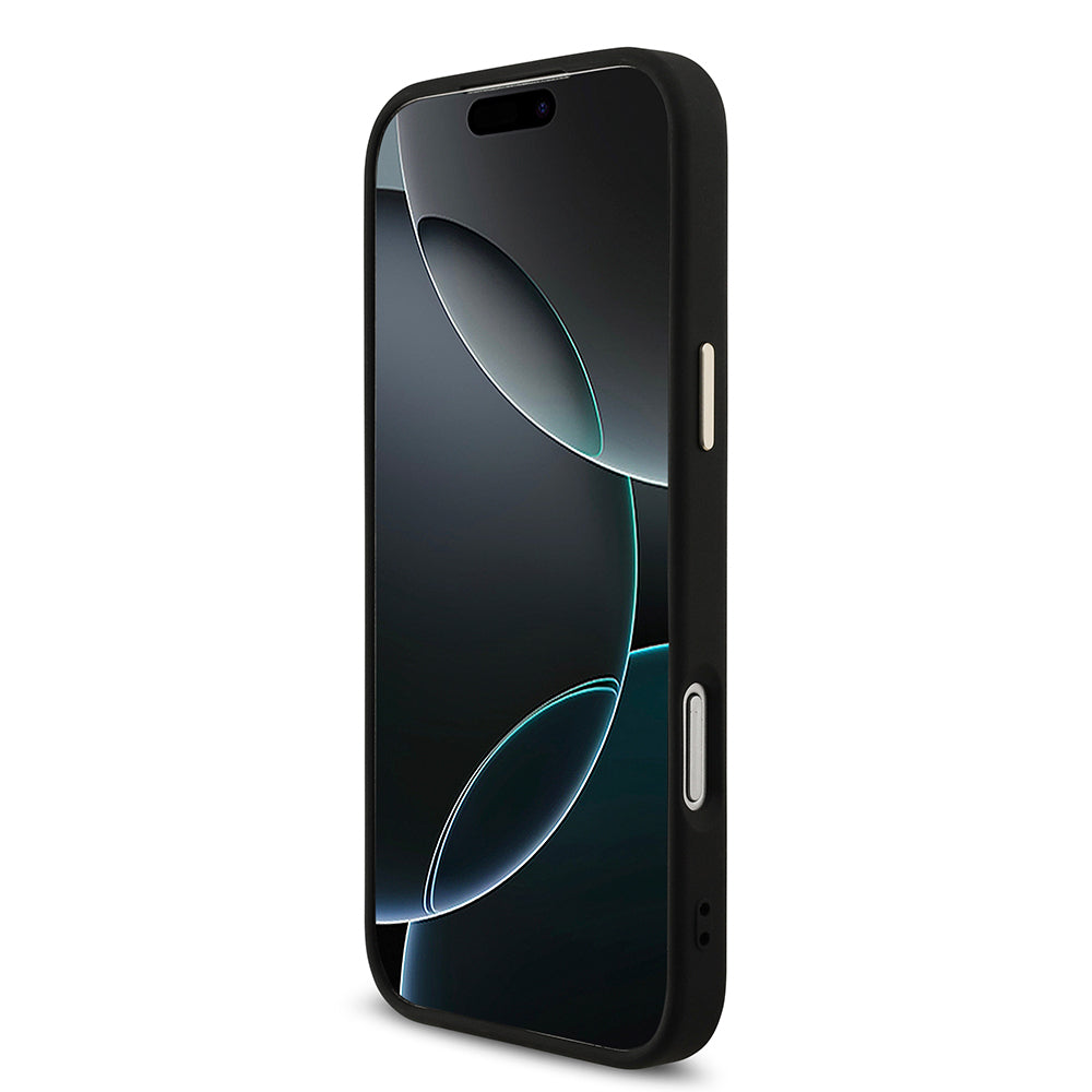 iPhone 17 Pro Max Kılıf Guess Orijinal Lisanslı M-safe Şarj Özellikli Taşlı Üçgen Logo 4G Desenli Kılıf