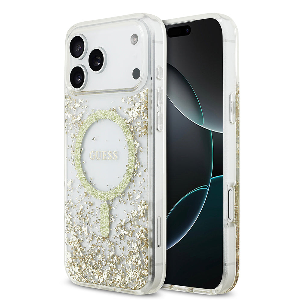 iPhone 17 Pro Max Kılıf Guess Orijinal Lisanslı M-safe Şarj Özellikli Transparan Resin Bottom Kılıf