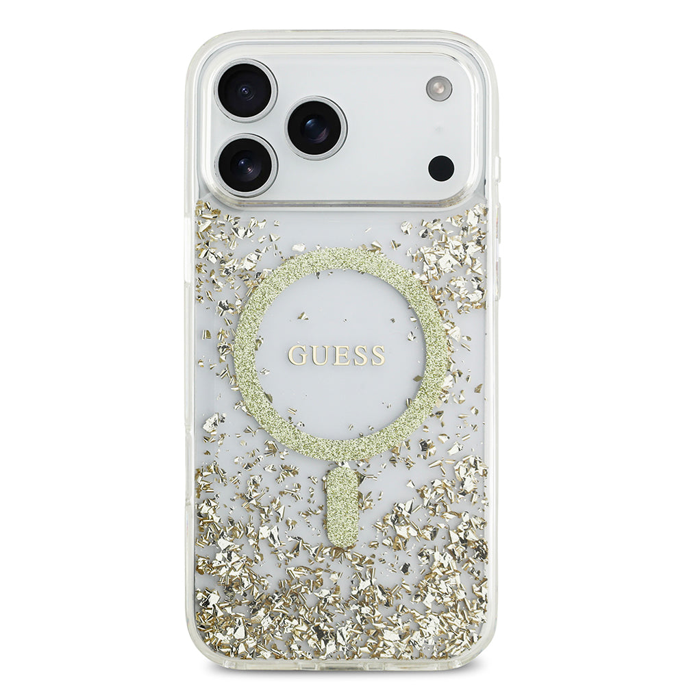 iPhone 17 Pro Max Kılıf Guess Orijinal Lisanslı M-safe Şarj Özellikli Transparan Resin Bottom Kılıf