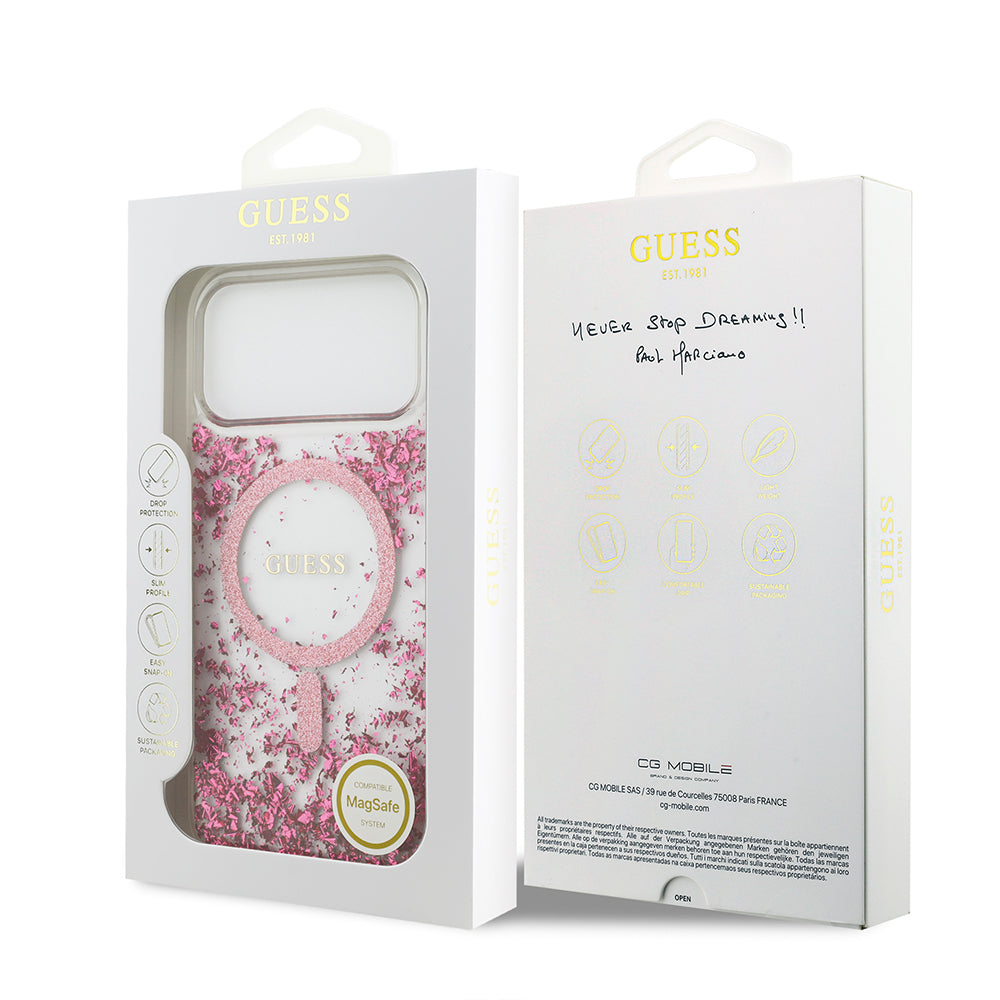 iPhone 17 Pro Max Kılıf Guess Orijinal Lisanslı M-safe Şarj Özellikli Transparan Resin Bottom Kılıf