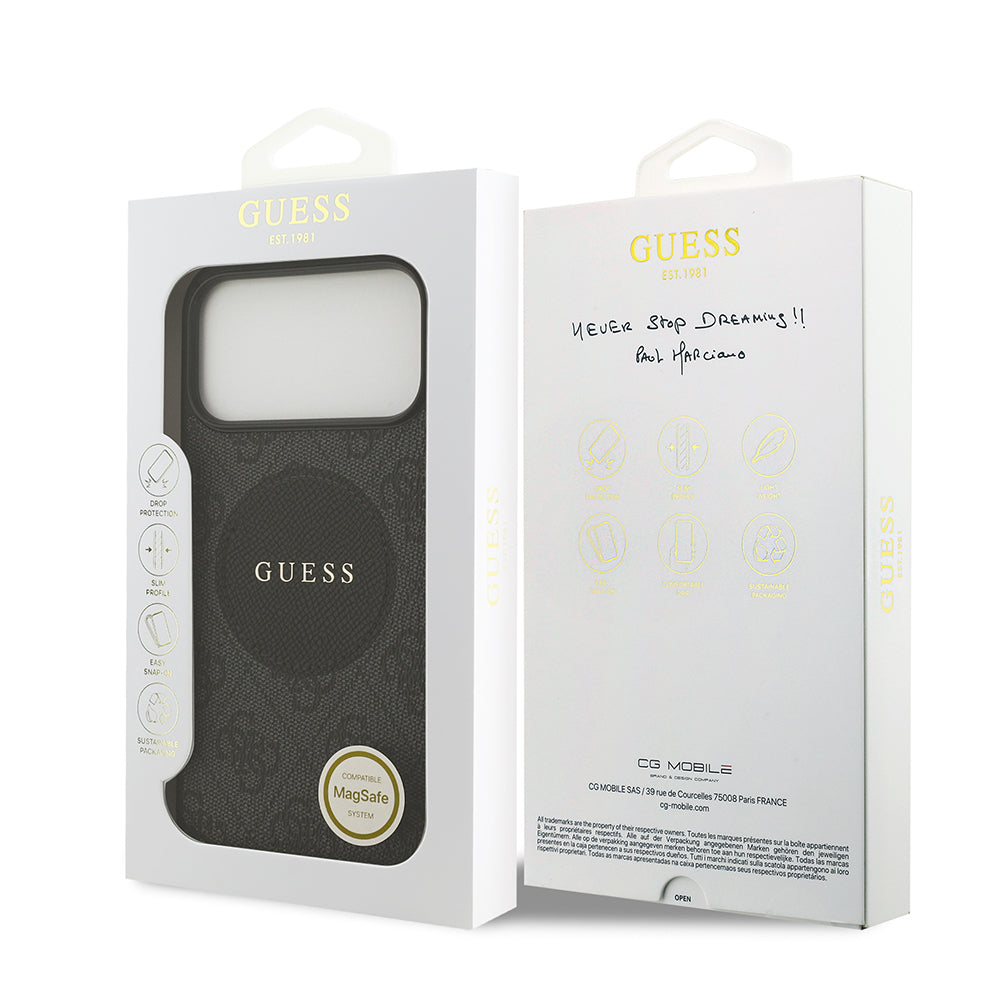 iPhone 17 Pro Max Kılıf Guess Orijinal Lisanslı M-safe Şarj Özellikli Yazı Logolu Circle Classic Kılıf