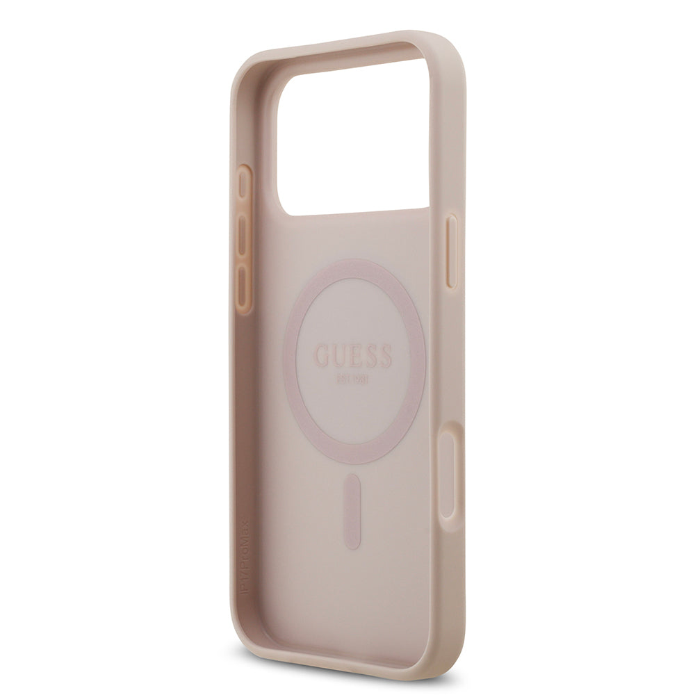 iPhone 17 Pro Max Kılıf Guess Orijinal Lisanslı M-safe Şarj Özellikli Yazı Logolu Circle Classic Kılıf