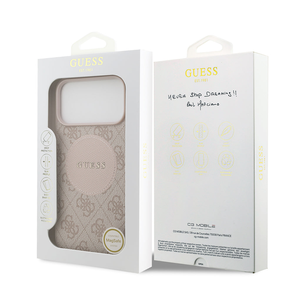 iPhone 17 Pro Max Kılıf Guess Orijinal Lisanslı M-safe Şarj Özellikli Yazı Logolu Circle Classic Kılıf
