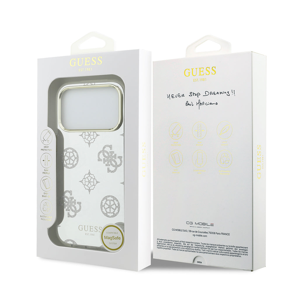 iPhone 17 Pro Max Kılıf Guess Orijinal Lisanslı Metal Kamera Çerçeveli Simli Aynalı Kılıf