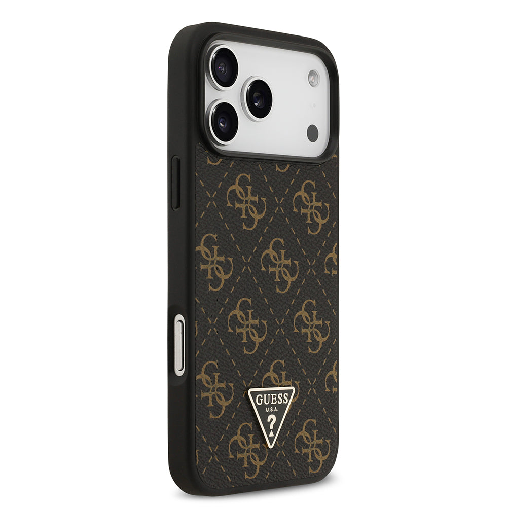 iPhone 17 Pro Max Kılıf Guess Orijinal Lisanslı PU Deri 4G Desenli Üçgen Logolu Kılıf