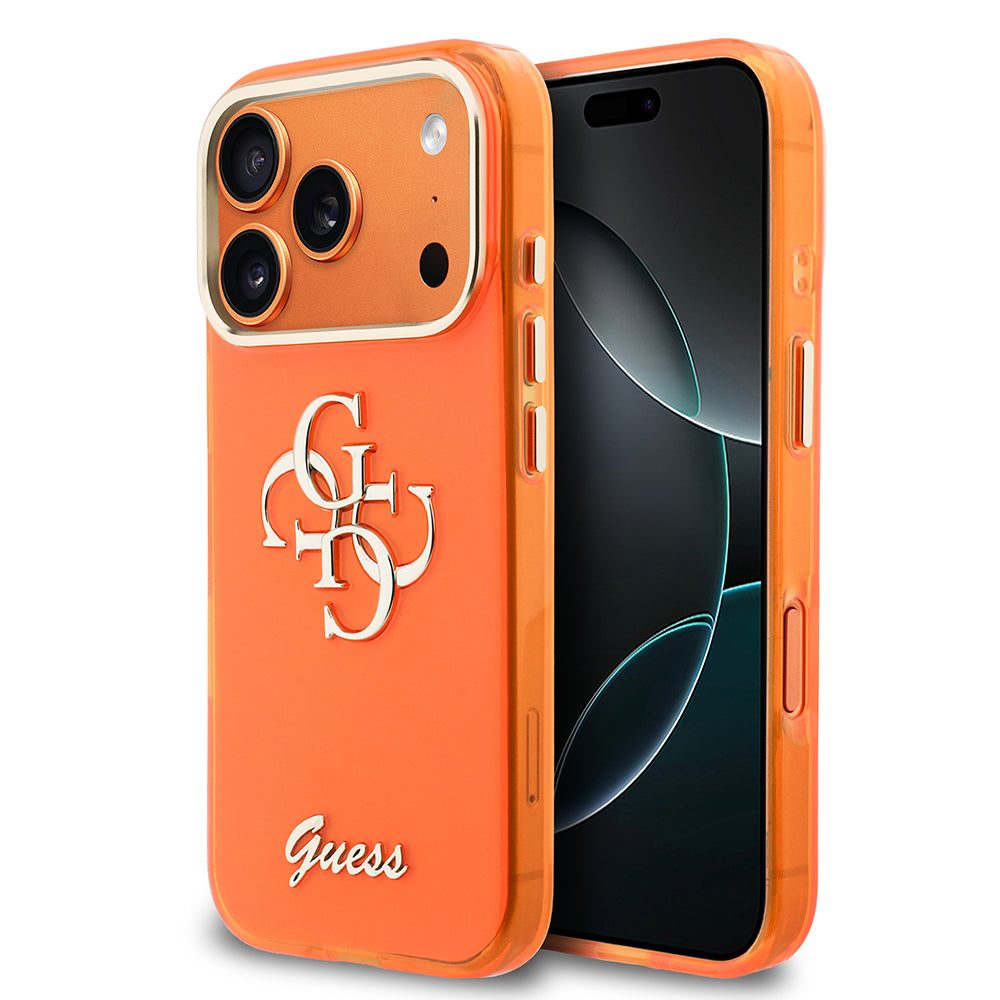 iPhone 17 Pro Max Kılıf Guess Orijinal Lisanslı Yazı ve 4G Büyük Metal Logolu Silikon Kılıf