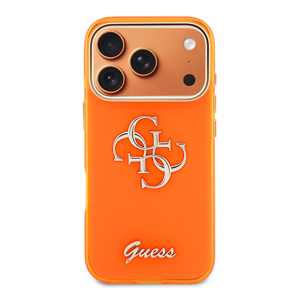 iPhone 17 Pro Max Kılıf Guess Orijinal Lisanslı Yazı ve 4G Büyük Metal Logolu Silikon Kılıf