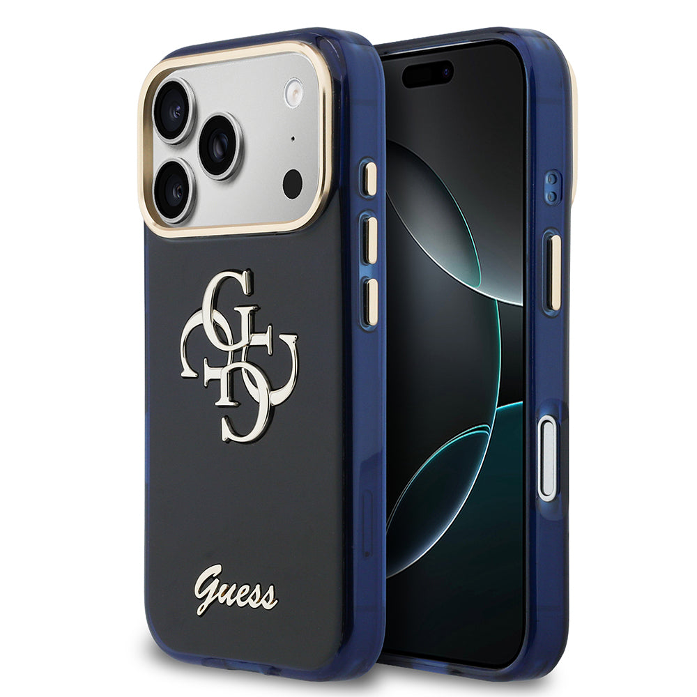 iPhone 17 Pro Max Kılıf Guess Orijinal Lisanslı Yazı ve 4G Büyük Metal Logolu Silikon Kılıf
