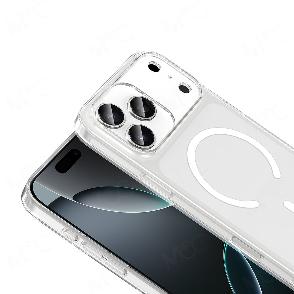 iPhone 17 Pro Max Kılıf IC Çipli M-Safe Şarj Özellikli Şeffaf Kamera Çerçeveli Zore Toledo Kılıf