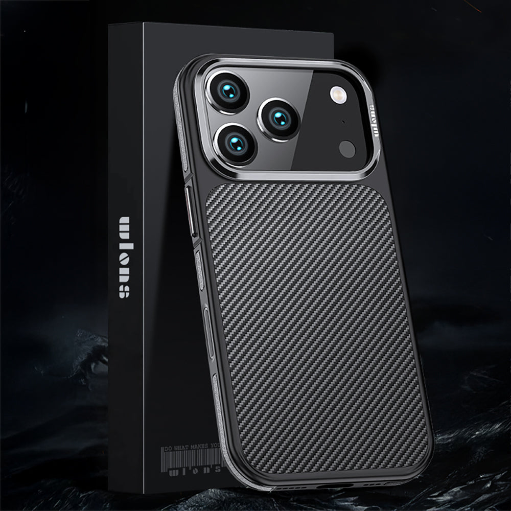 iPhone 17 Pro Max Kılıf Karbon Fiber Görünümlü Wlons Marin Kılıf