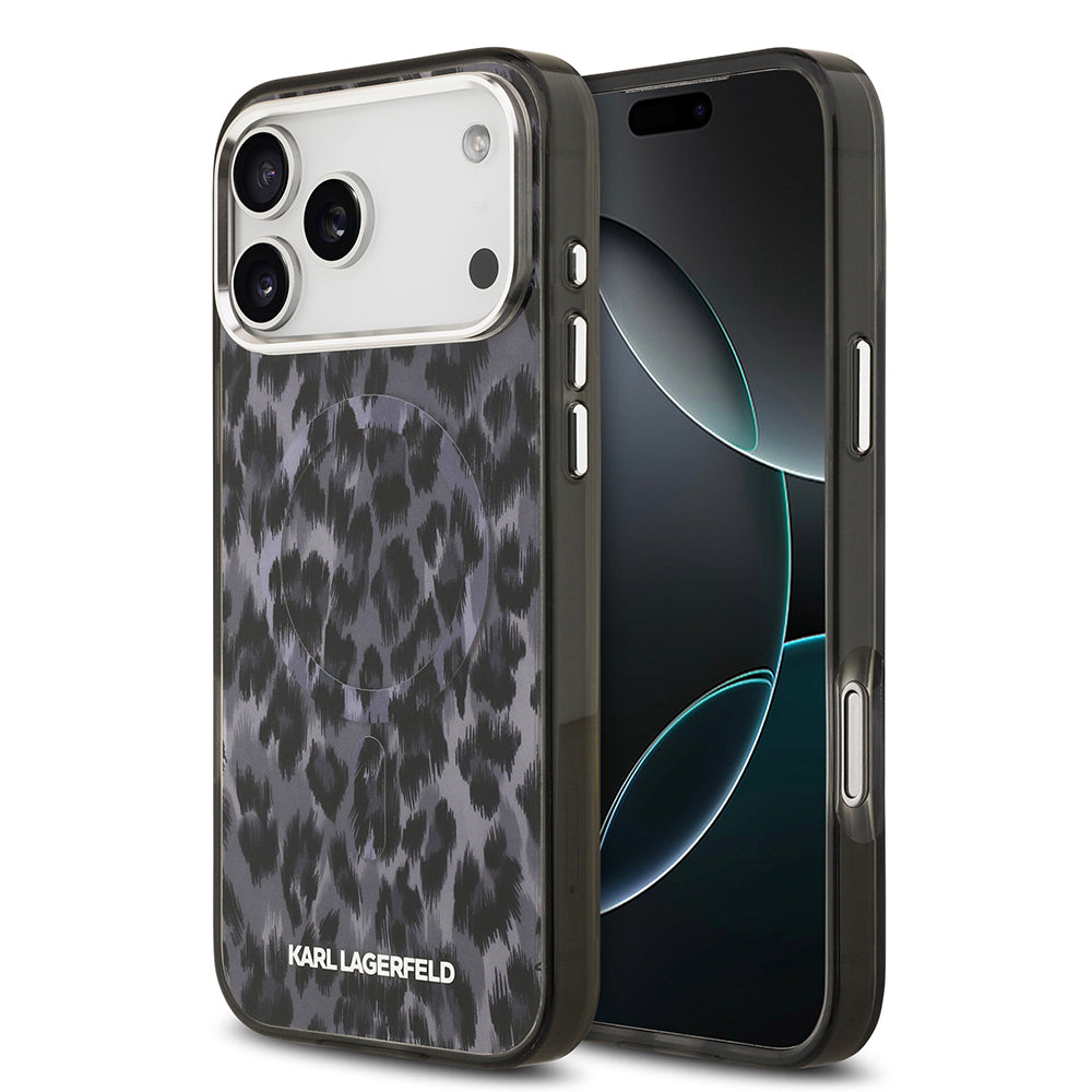 iPhone 17 Pro Max Kılıf Karl Lagerfeld Orijinal Lisanslı M-safe Şarj Özellikli IML Leopar Baskılı Kılıf
