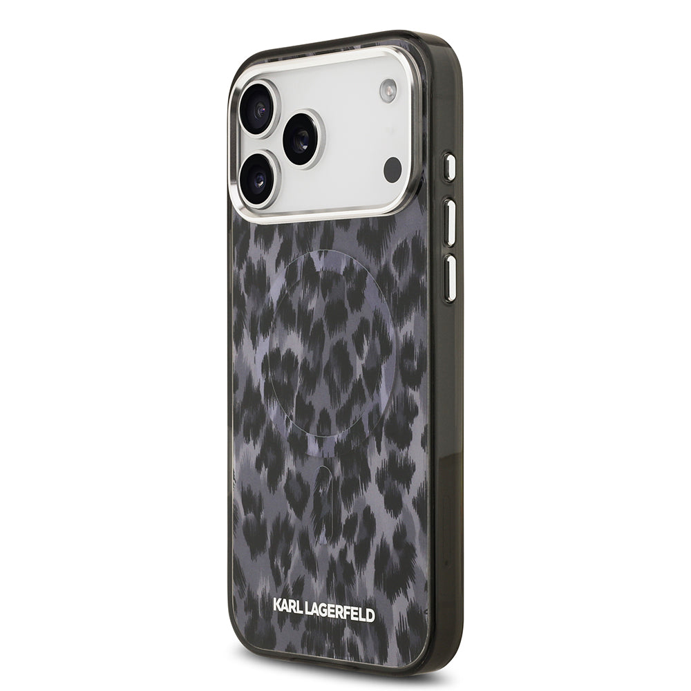 iPhone 17 Pro Max Kılıf Karl Lagerfeld Orijinal Lisanslı M-safe Şarj Özellikli IML Leopar Baskılı Kılıf