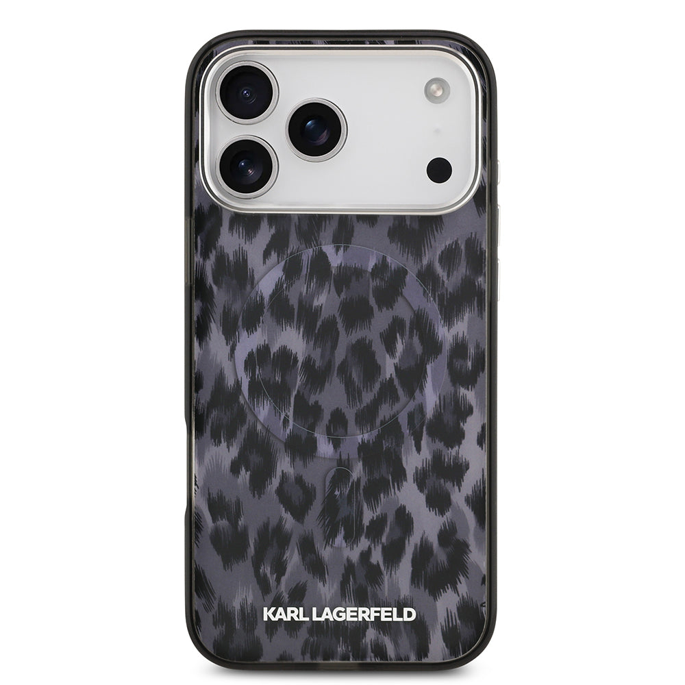 iPhone 17 Pro Max Kılıf Karl Lagerfeld Orijinal Lisanslı M-safe Şarj Özellikli IML Leopar Baskılı Kılıf
