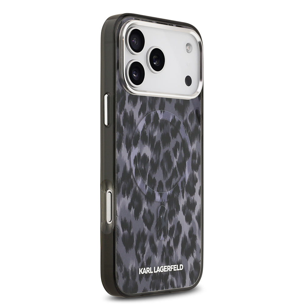 iPhone 17 Pro Max Kılıf Karl Lagerfeld Orijinal Lisanslı M-safe Şarj Özellikli IML Leopar Baskılı Kılıf