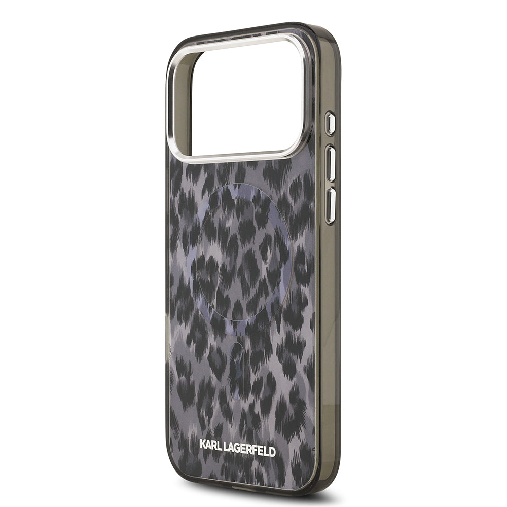 iPhone 17 Pro Max Kılıf Karl Lagerfeld Orijinal Lisanslı M-safe Şarj Özellikli IML Leopar Baskılı Kılıf
