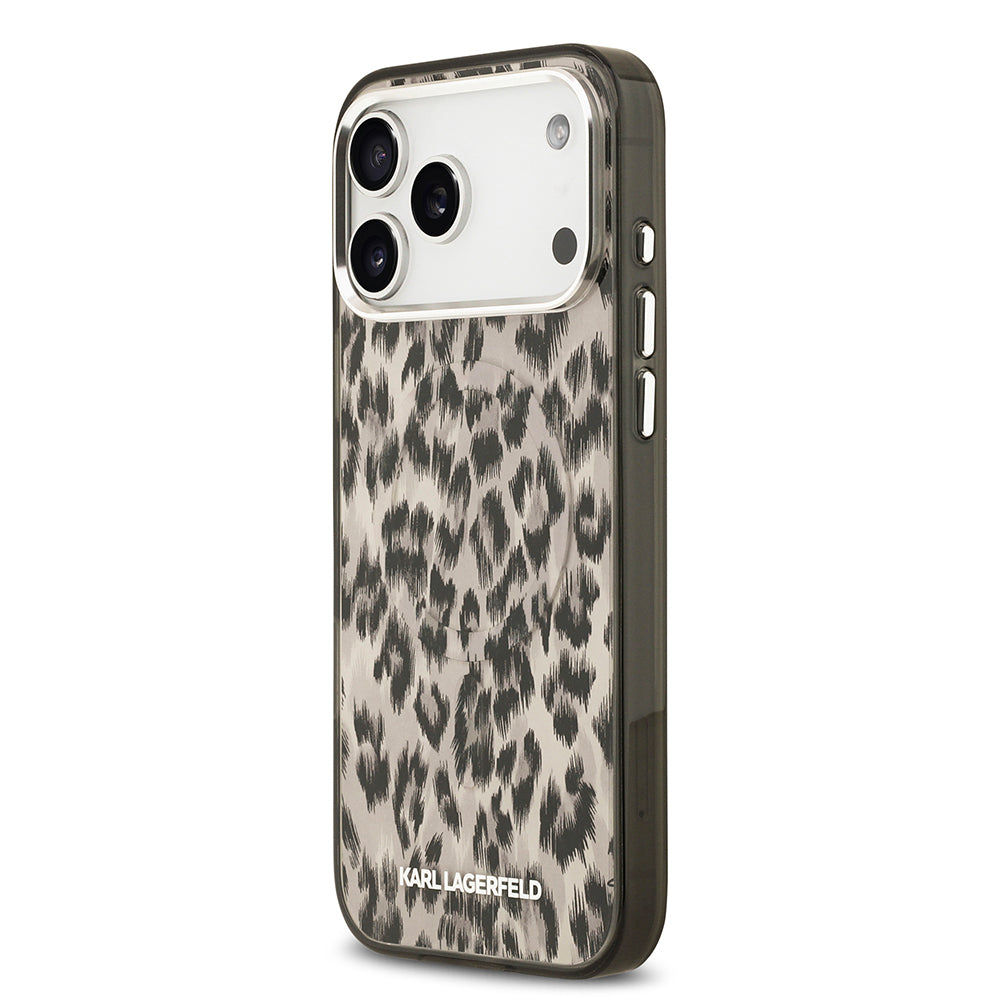 iPhone 17 Pro Max Kılıf Karl Lagerfeld Orijinal Lisanslı M-safe Şarj Özellikli IML Leopar Baskılı Kılıf