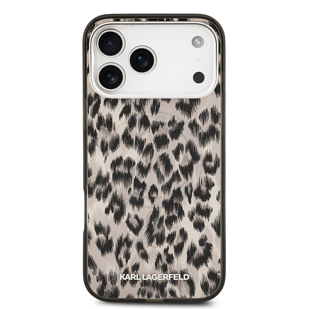 iPhone 17 Pro Max Kılıf Karl Lagerfeld Orijinal Lisanslı M-safe Şarj Özellikli IML Leopar Baskılı Kılıf