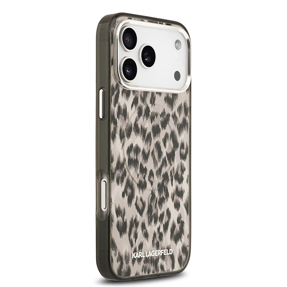 iPhone 17 Pro Max Kılıf Karl Lagerfeld Orijinal Lisanslı M-safe Şarj Özellikli IML Leopar Baskılı Kılıf
