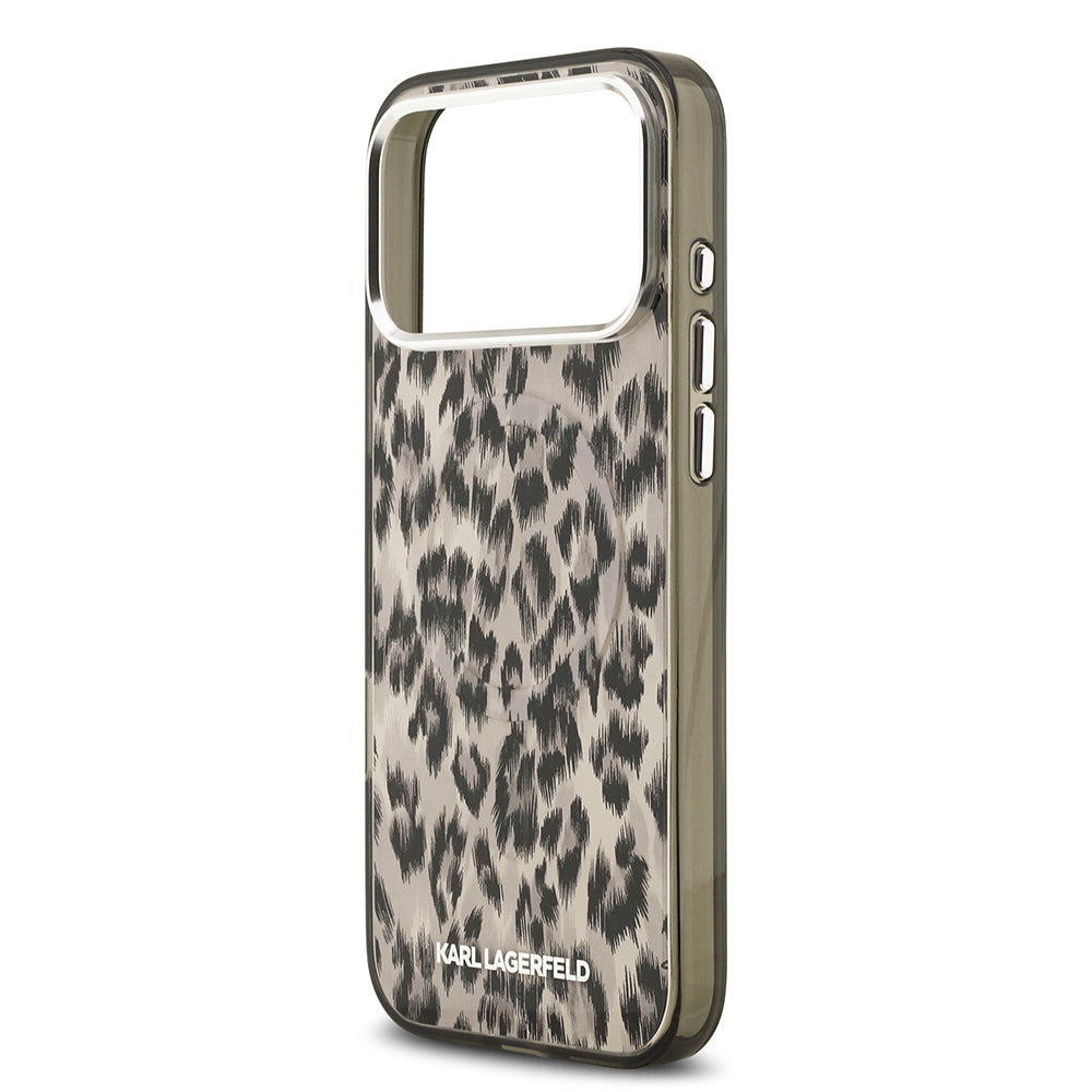iPhone 17 Pro Max Kılıf Karl Lagerfeld Orijinal Lisanslı M-safe Şarj Özellikli IML Leopar Baskılı Kılıf