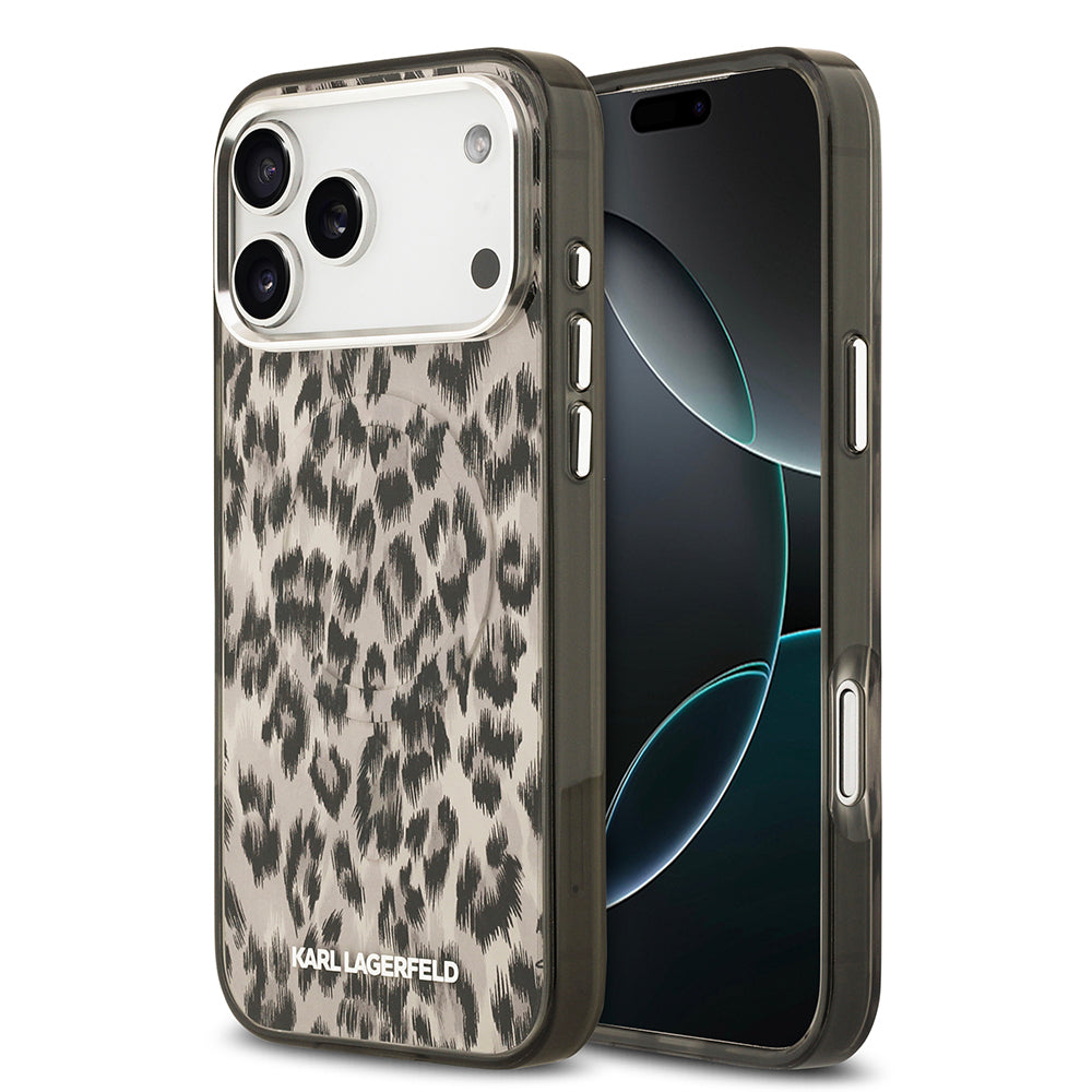 iPhone 17 Pro Max Kılıf Karl Lagerfeld Orijinal Lisanslı M-safe Şarj Özellikli IML Leopar Baskılı Kılıf