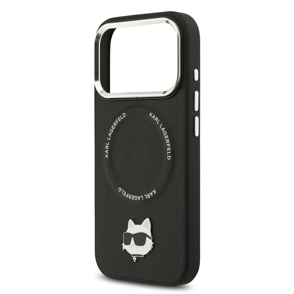 iPhone 17 Pro Max Kılıf Karl Lagerfeld Orijinal Lisanslı M-safe Şarj Özellikli Metal Kamera ve Buton Tasarımlı Choupette PU Deri Kılıf