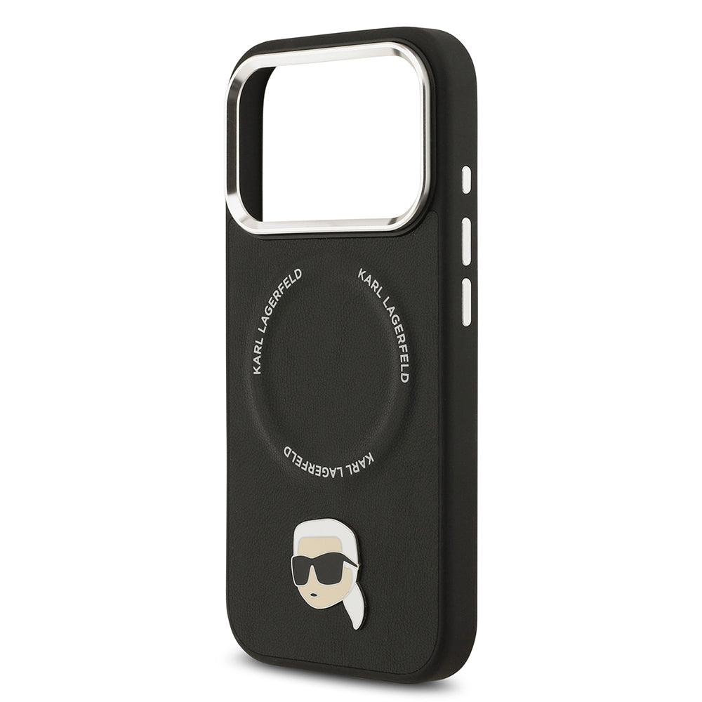 iPhone 17 Pro Max Kılıf Karl Lagerfeld Orijinal Lisanslı M-safe Şarj Özellikli Metal Kamera ve Buton Tasarımlı Karl PU Deri Kılıf
