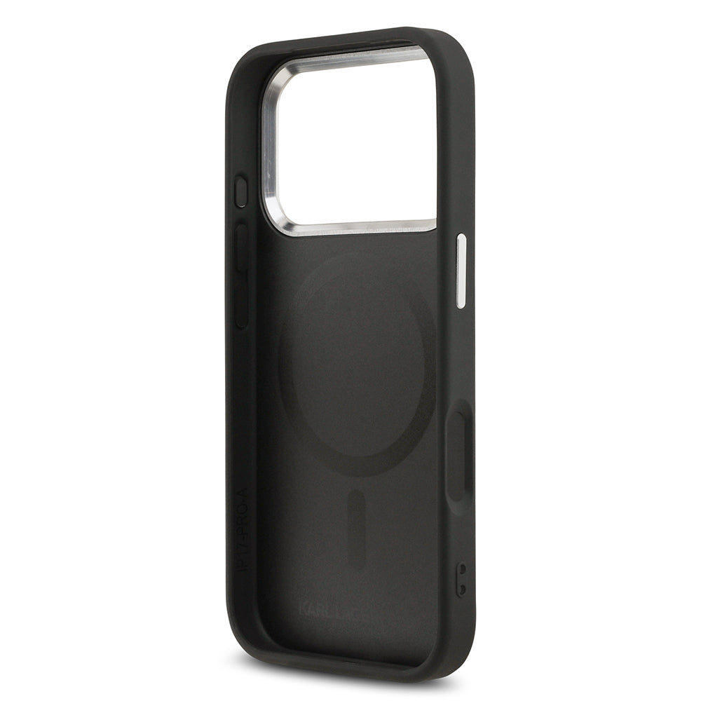 iPhone 17 Pro Max Kılıf Karl Lagerfeld Orijinal Lisanslı M-safe Şarj Özellikli Metal Kamera ve Buton Tasarımlı K&C PU Deri Kılıf