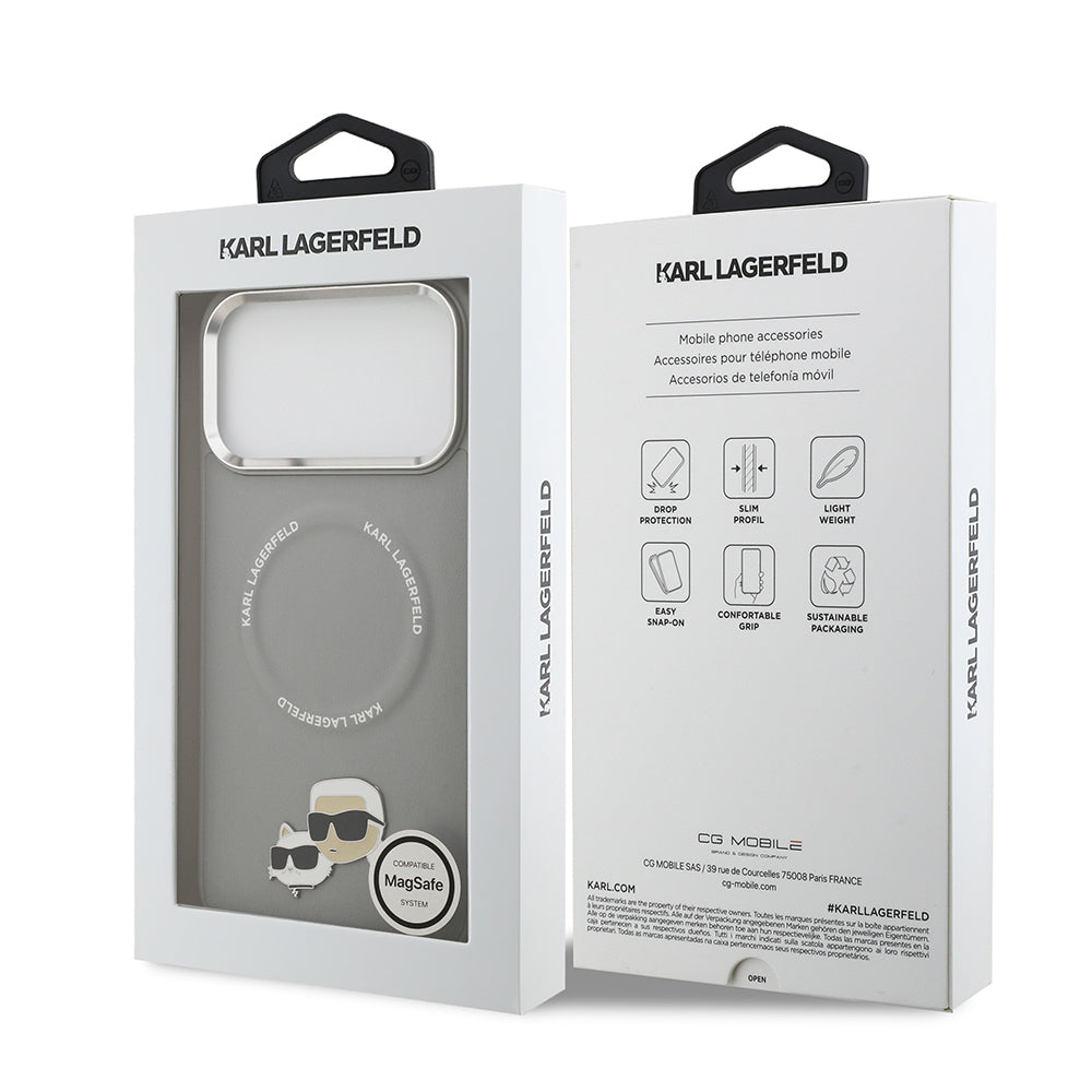 iPhone 17 Pro Max Kılıf Karl Lagerfeld Orijinal Lisanslı M-safe Şarj Özellikli Metal Kamera ve Buton Tasarımlı K&C PU Deri Kılıf