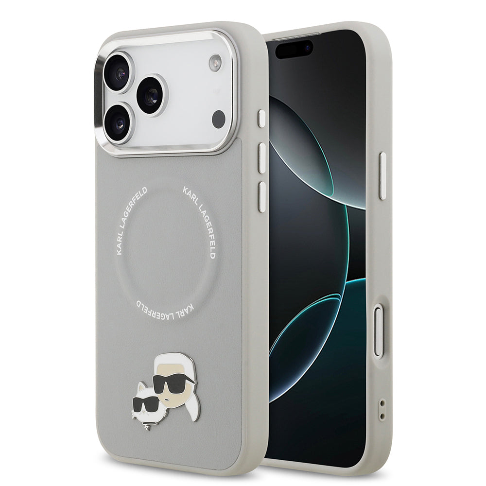iPhone 17 Pro Max Kılıf Karl Lagerfeld Orijinal Lisanslı M-safe Şarj Özellikli Metal Kamera ve Buton Tasarımlı K&C PU Deri Kılıf