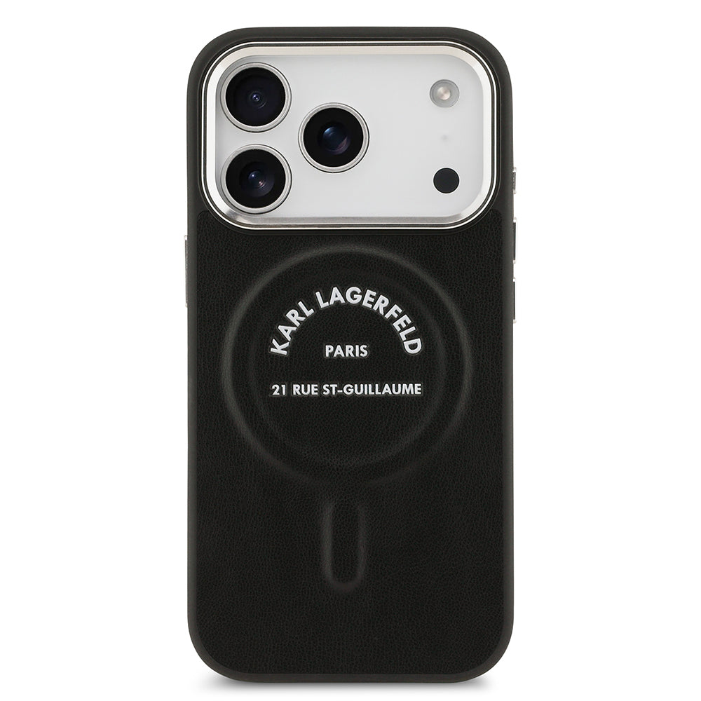 iPhone 17 Pro Max Kılıf Karl Lagerfeld Orijinal Lisanslı M-safe Şarj Özellikli Metal Kamera ve Buton Tasarımlı Paris RSG PU Deri Kılıf