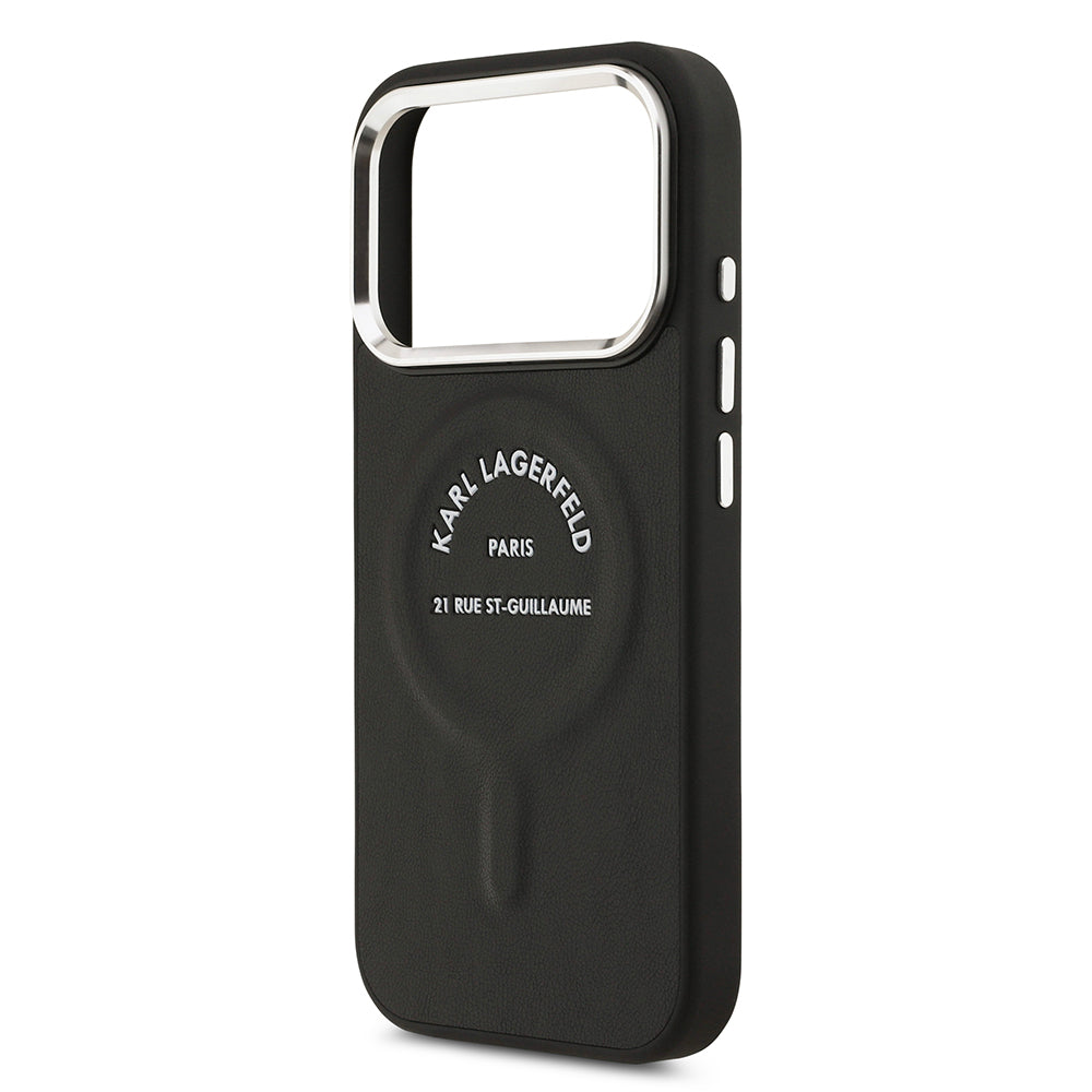 iPhone 17 Pro Max Kılıf Karl Lagerfeld Orijinal Lisanslı M-safe Şarj Özellikli Metal Kamera ve Buton Tasarımlı Paris RSG PU Deri Kılıf